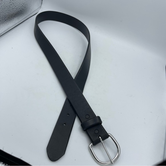 Silver Creek Black Top Grain Leather Belt Men's Size 38 Made USA Silver Buckle - Picture 5 of 5